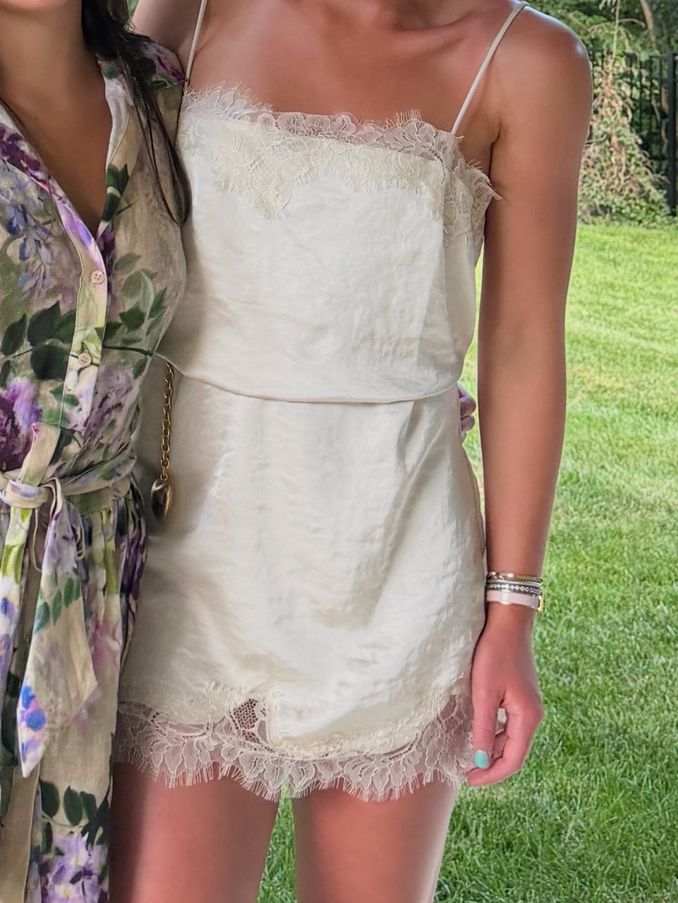 Cream Lace Trim dress H&M