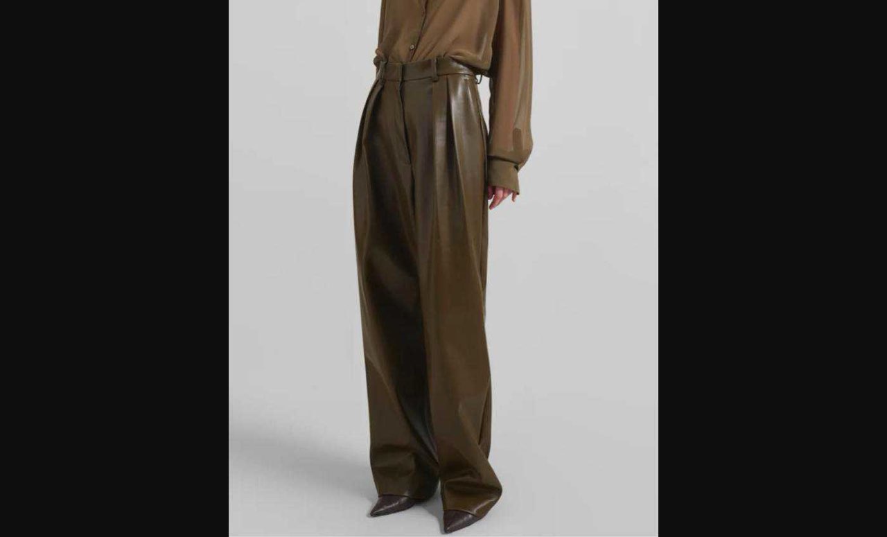 Frankie Shop Olive Leather Pants