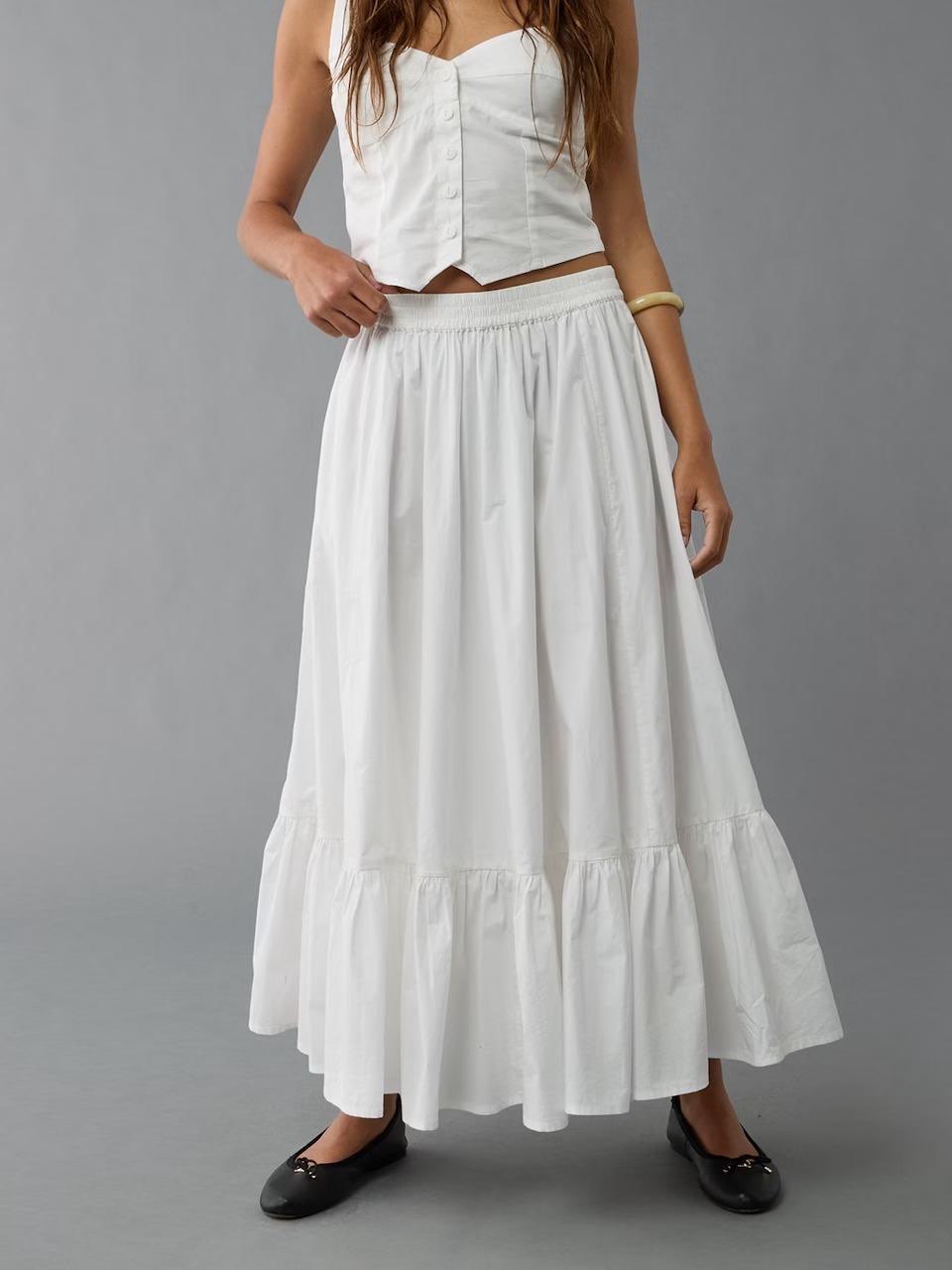 Aerie White maxi skirt