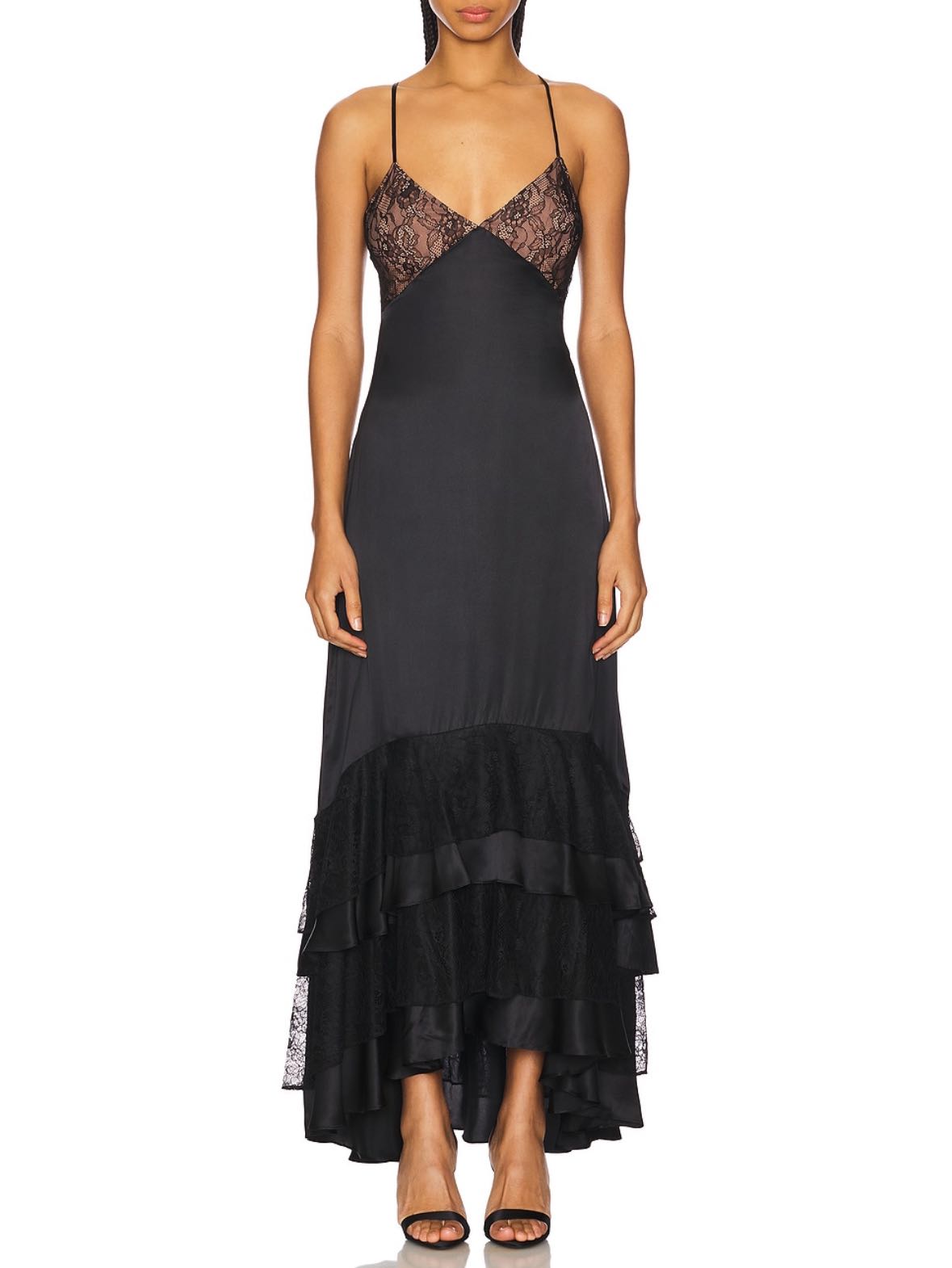 Black Satin Maxi Dress