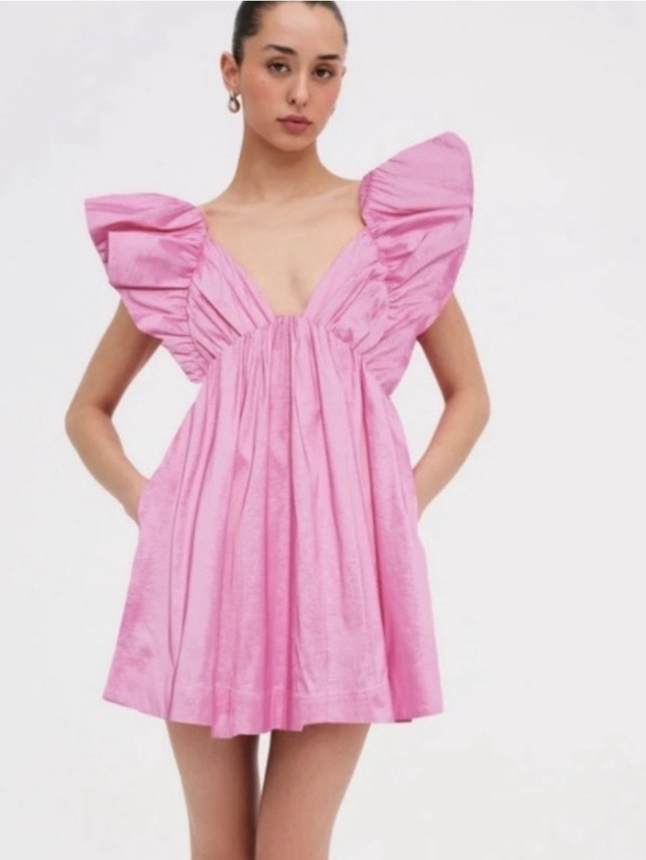 Pink Ruffle Mini Dress