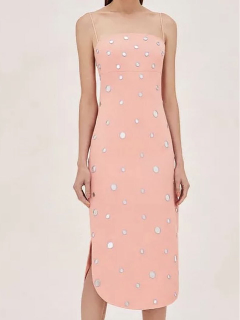 Orange Midi Dress with Mirrored Dots