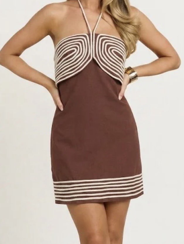 Brown halter mini dress!