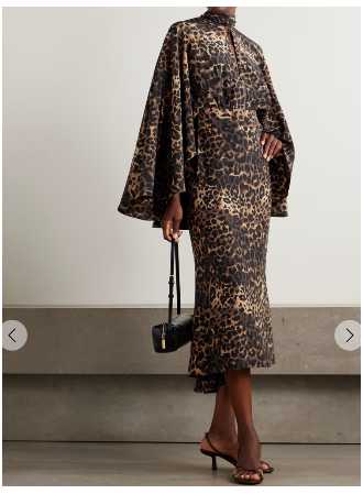 Tom Ford Leopard-Print Cady Cape Midi Dress