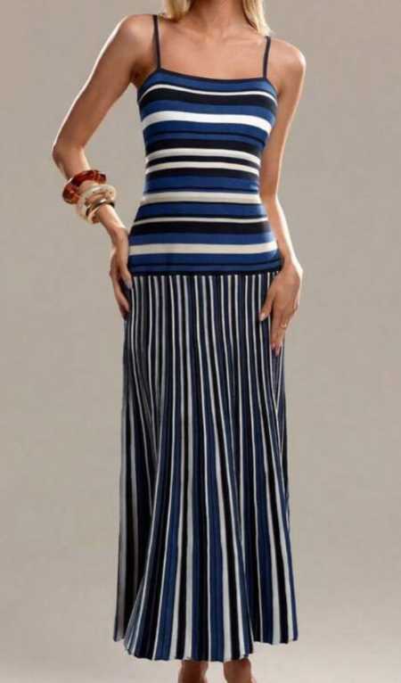 Striped Knit Maxi Dress