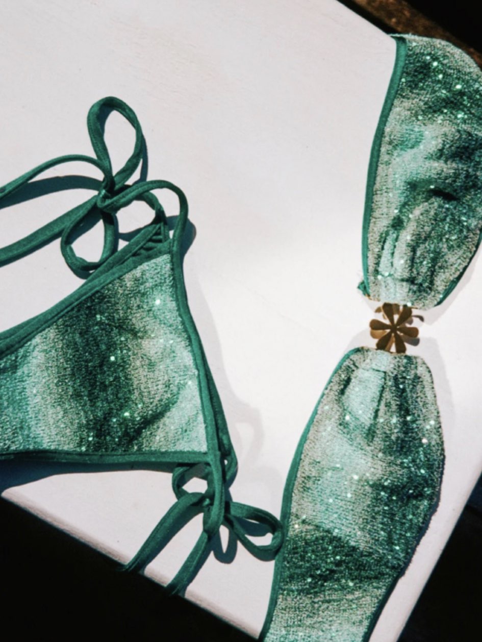 Green Metallic Bikini Set