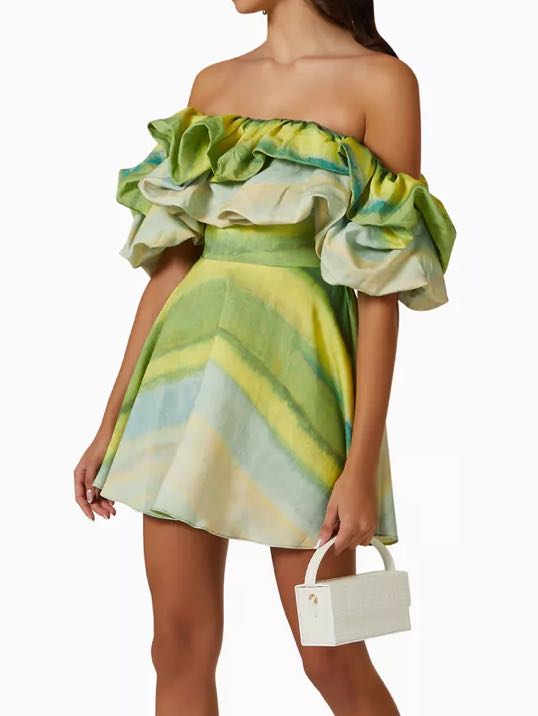 Acler Green Cumberland Off-shoulder dress