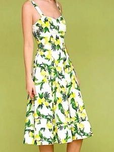 Lemon Print Midi Dress
