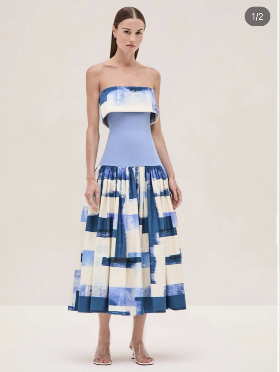 Carolina Herrera Abstract Print Strapless Midi Dress