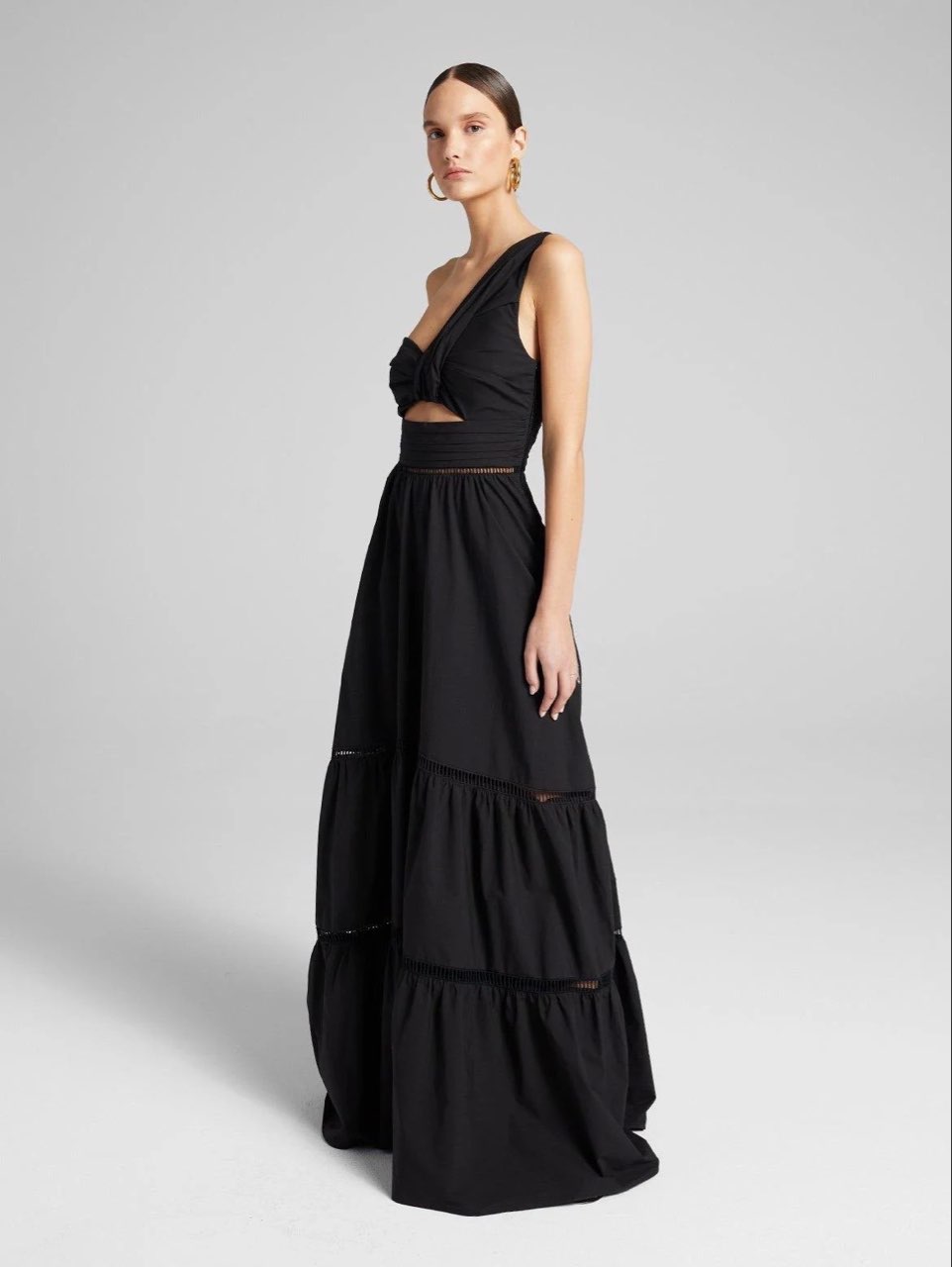 Black One-Shoulder Maxi Dress