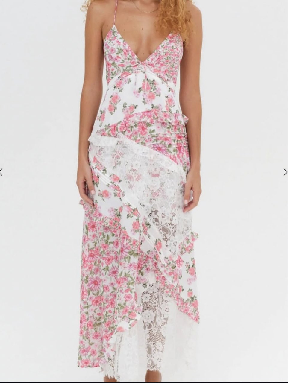 Pink Floral Lace Maxi Dress