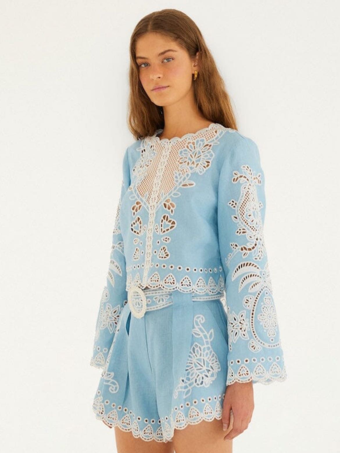 light blue romantic richelieu euroflax premium shorts and top SET