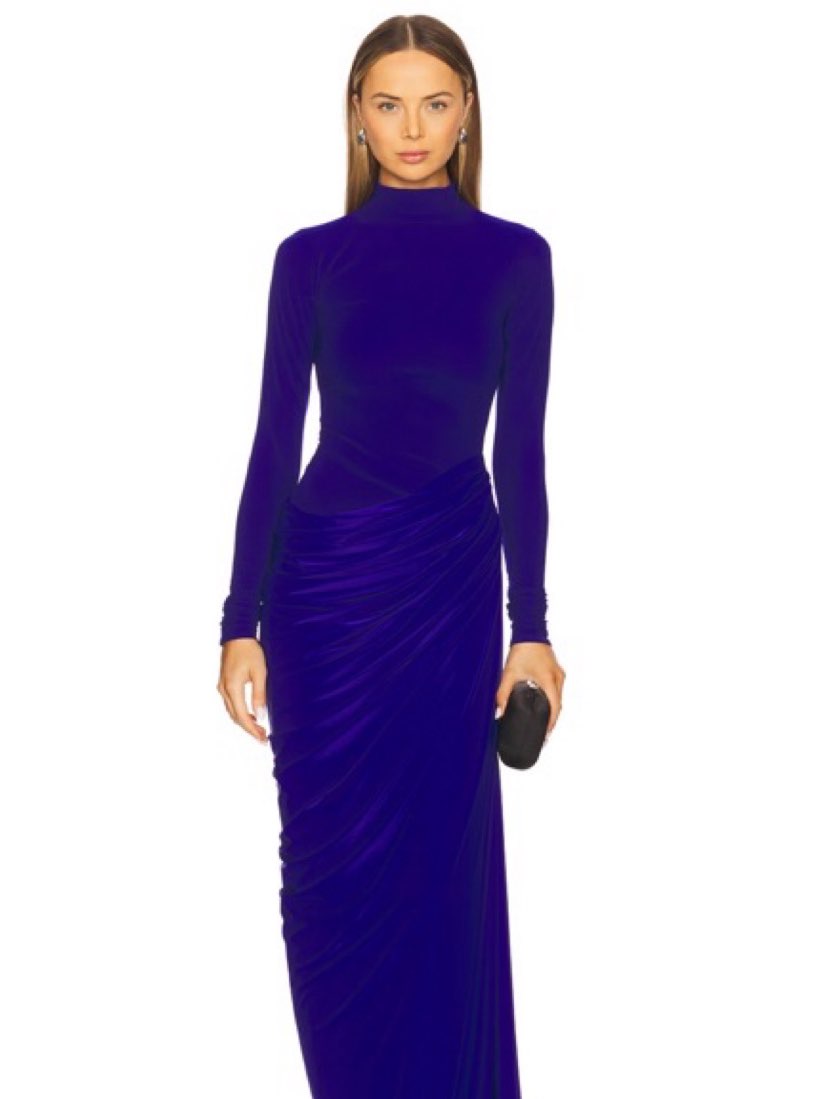 Royal Blue Draped Mock-Neck Gown