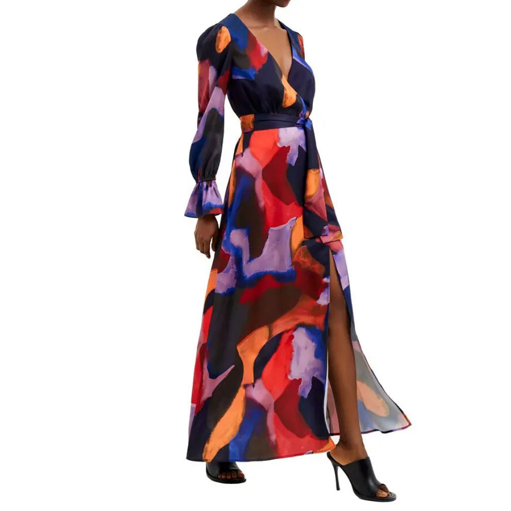 Isadora Drape Long Sleeve Maxi Wrap Dress