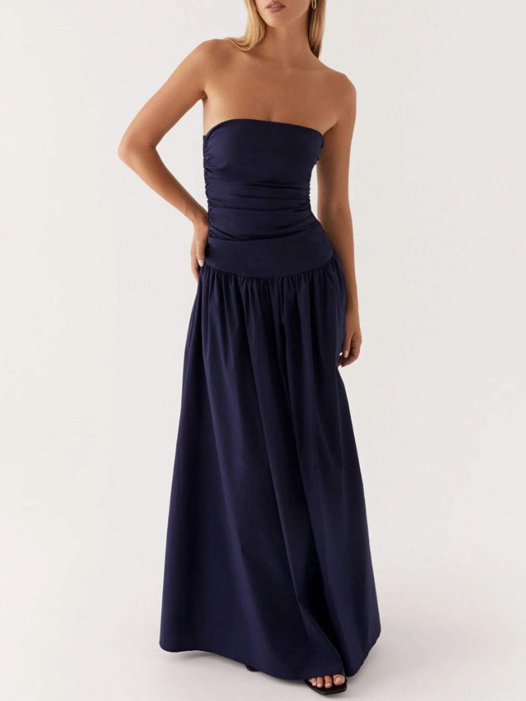 Navy Strapless Maxi Dress