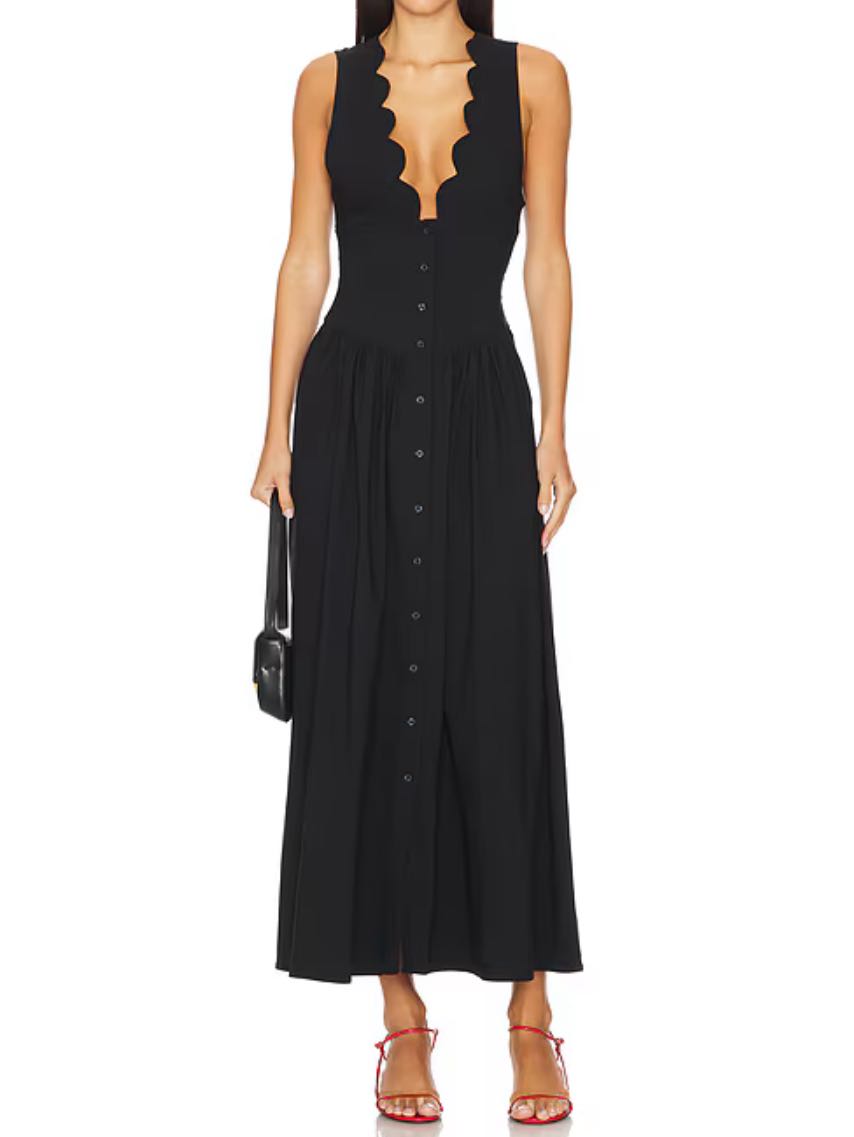 WeWoreWhat button front scalloped dress