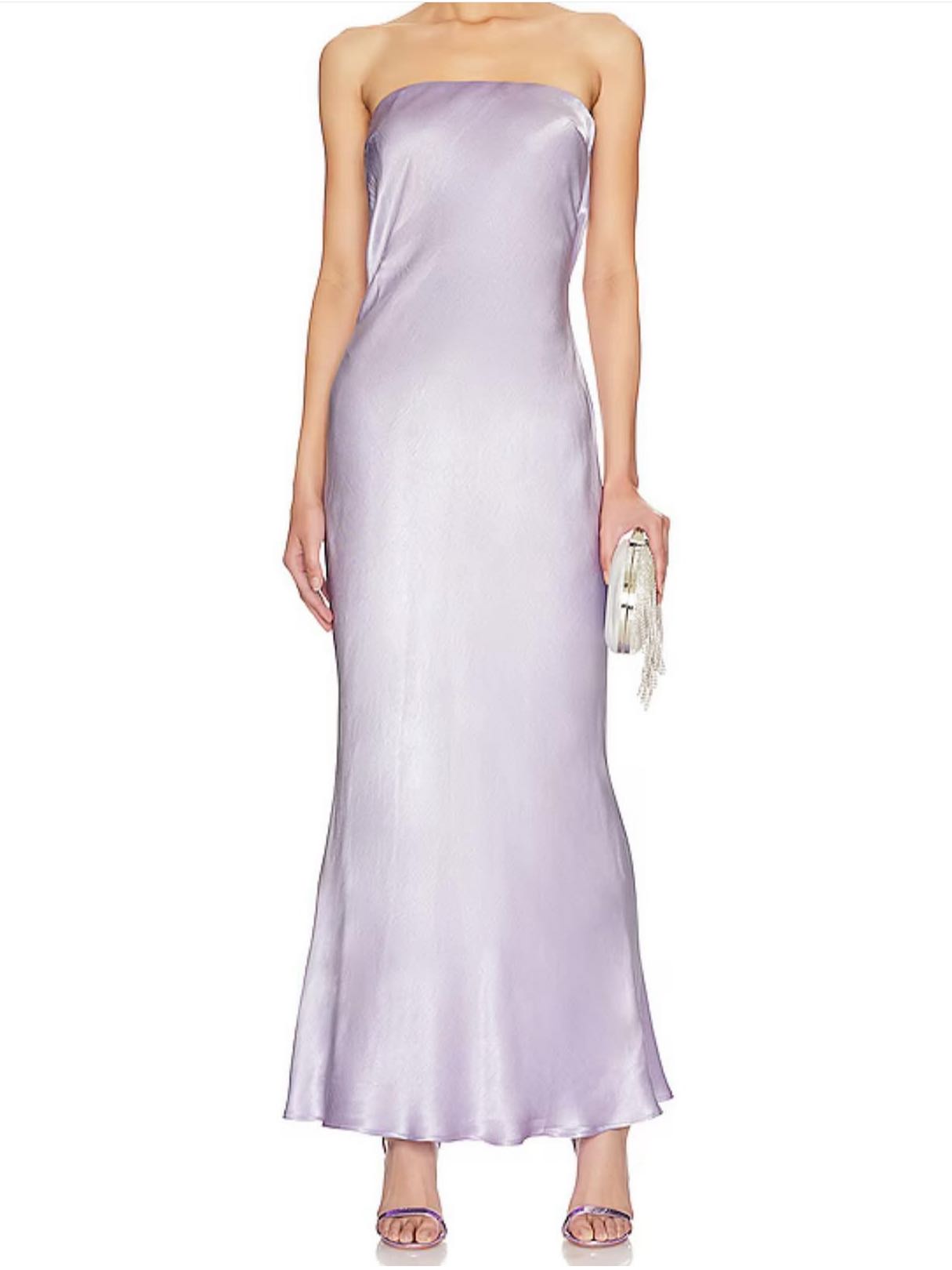 Lilac Strapless Satin Maxi Dress