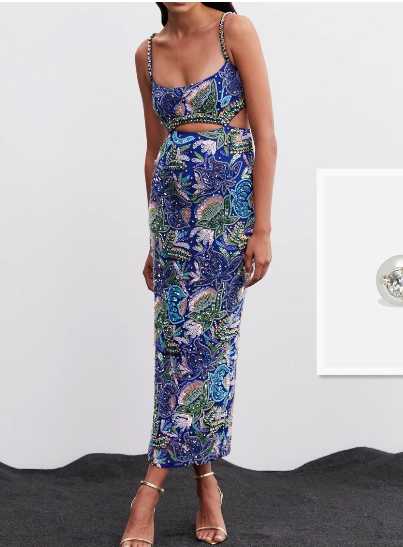 Embellished Cut-Out Midi Dress