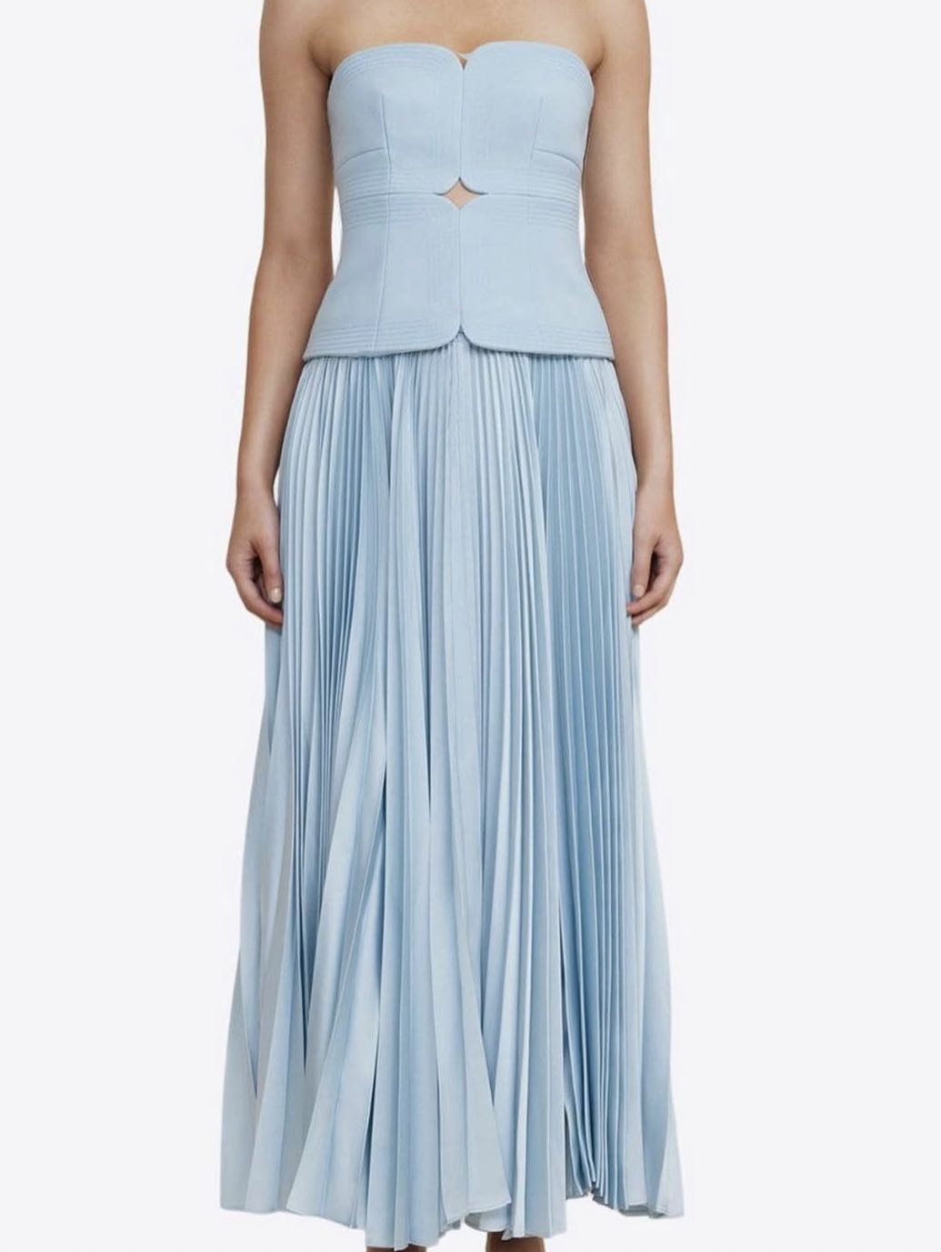 Blue maxi strapless dress