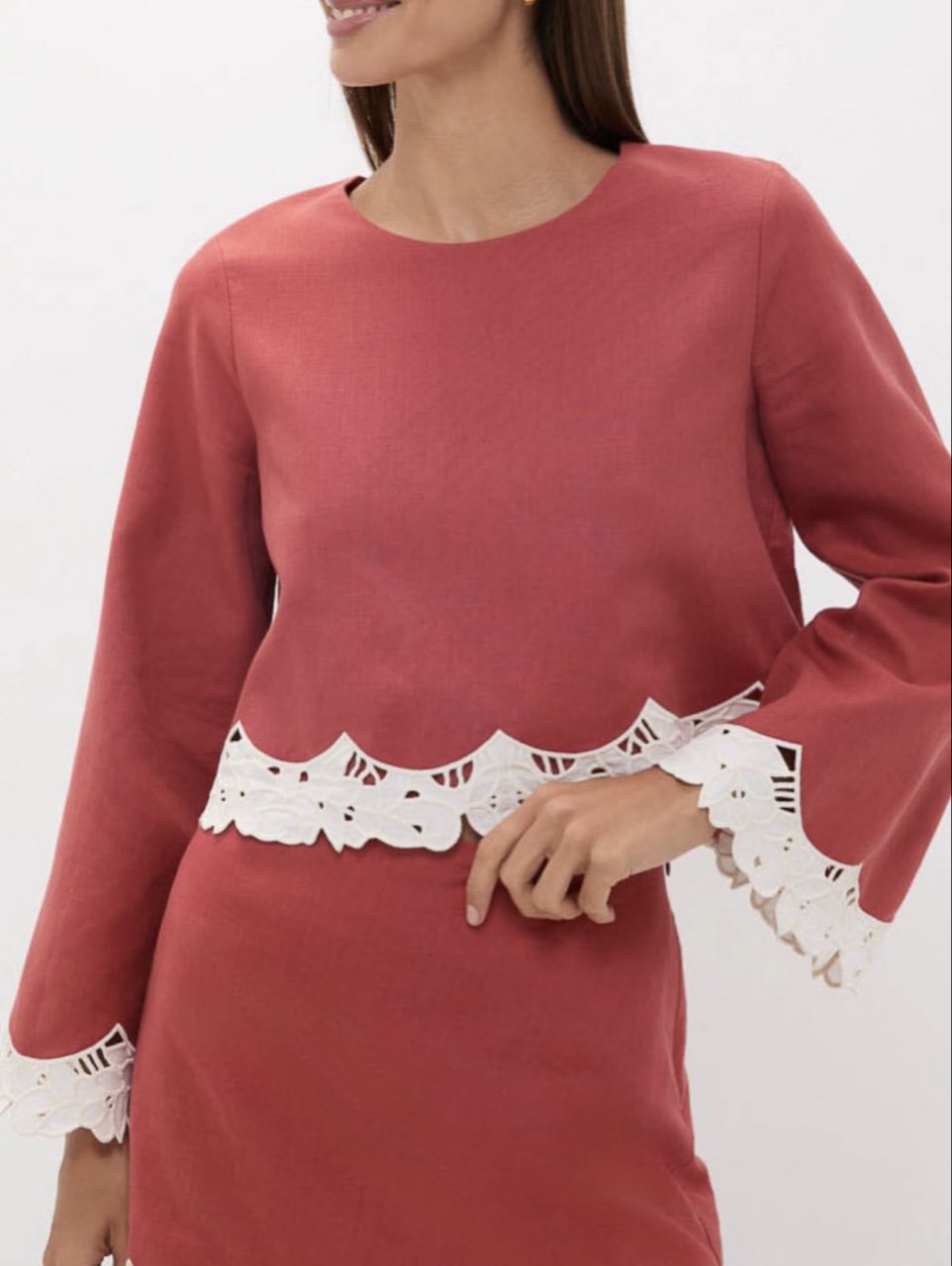 Scalloped Hem Two-Piece Set