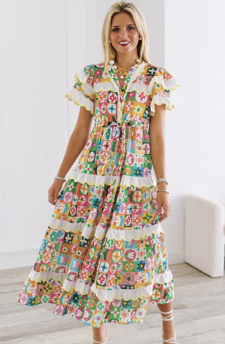 Celia Block-Print Maxi Dress-Bright Multi