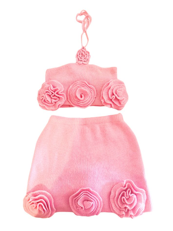 Pink Rose Crochet Set