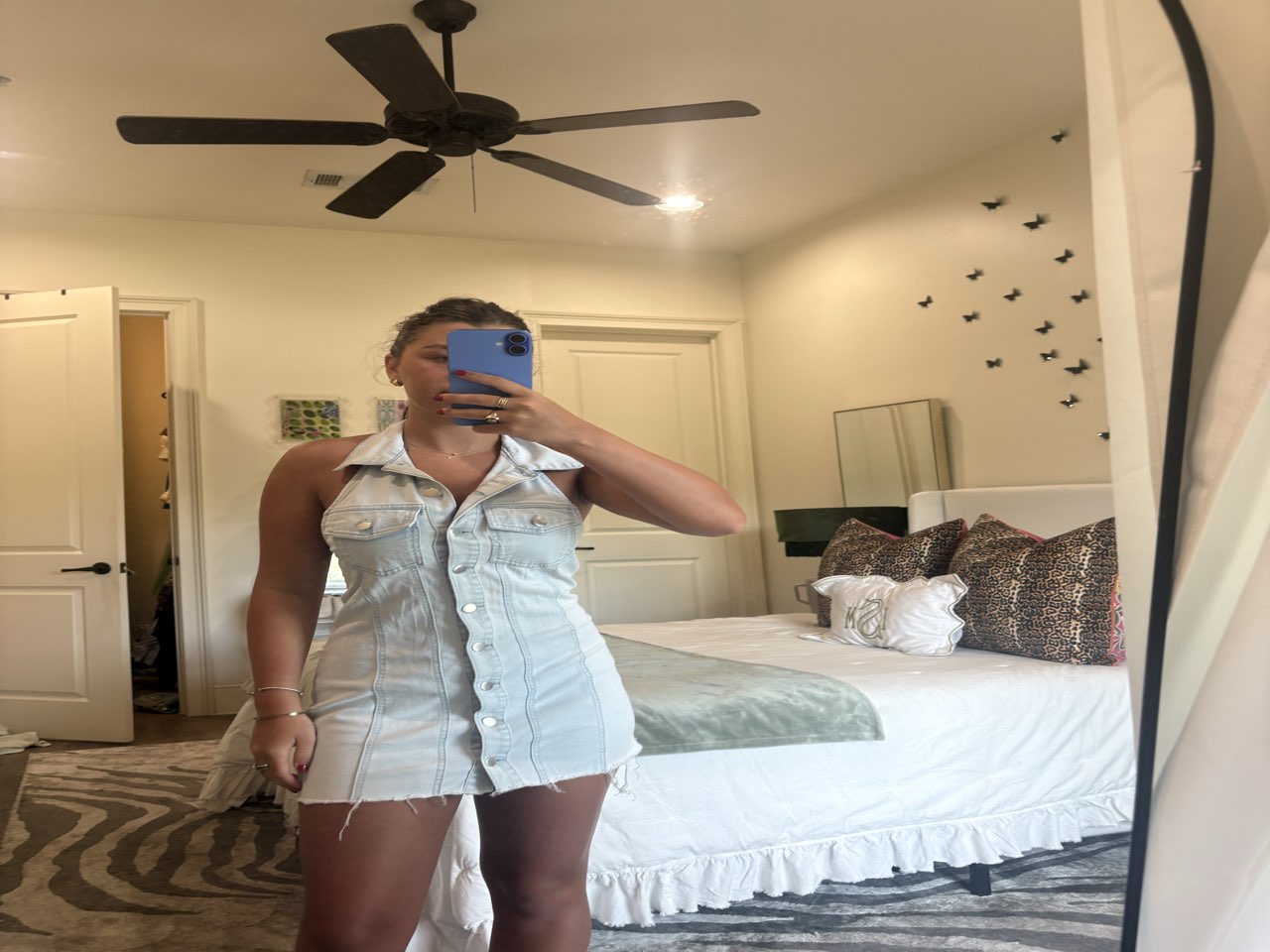 Light Wash Halter Denim Mini Dress