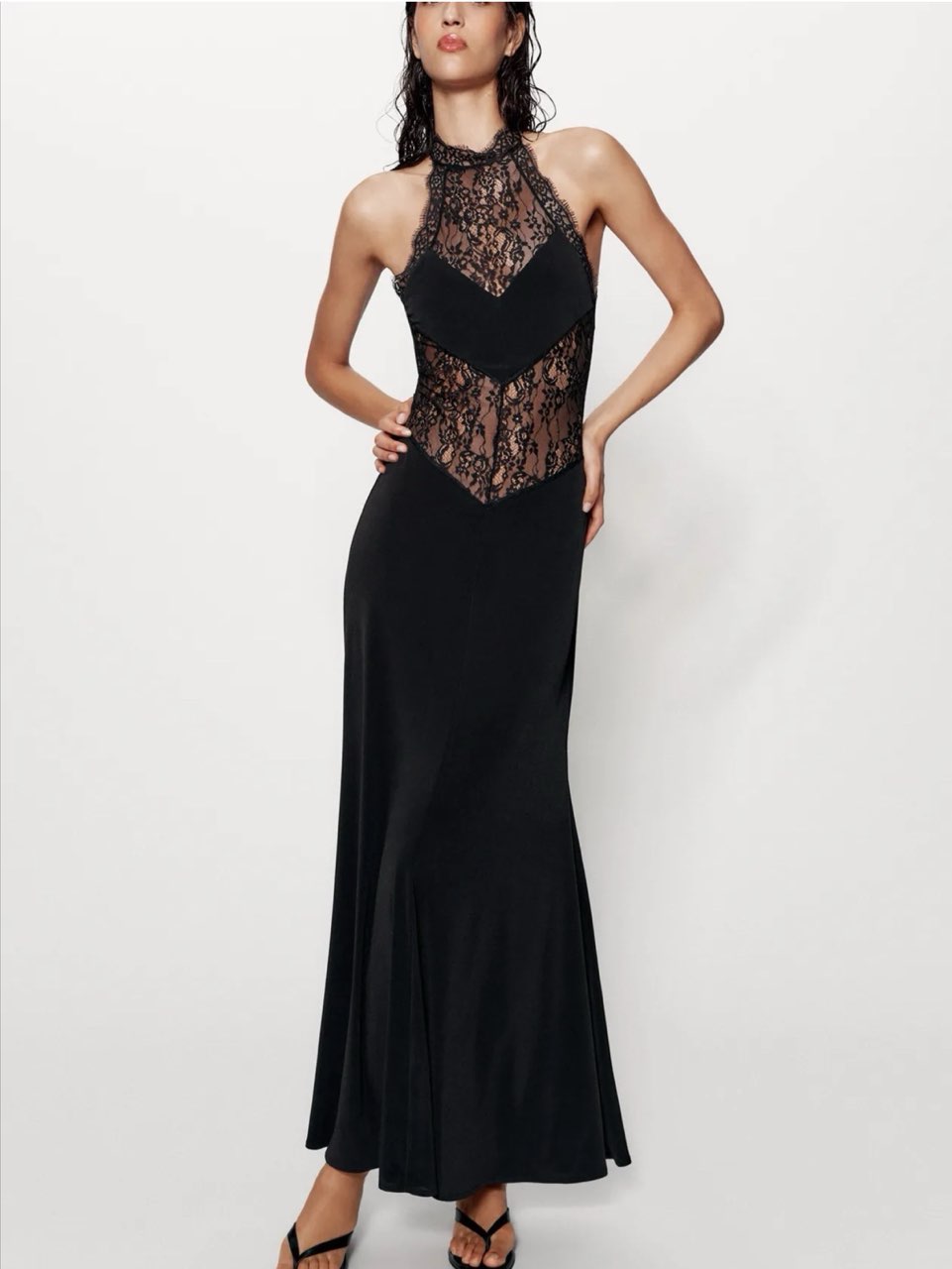 Zara black lace maxi dress