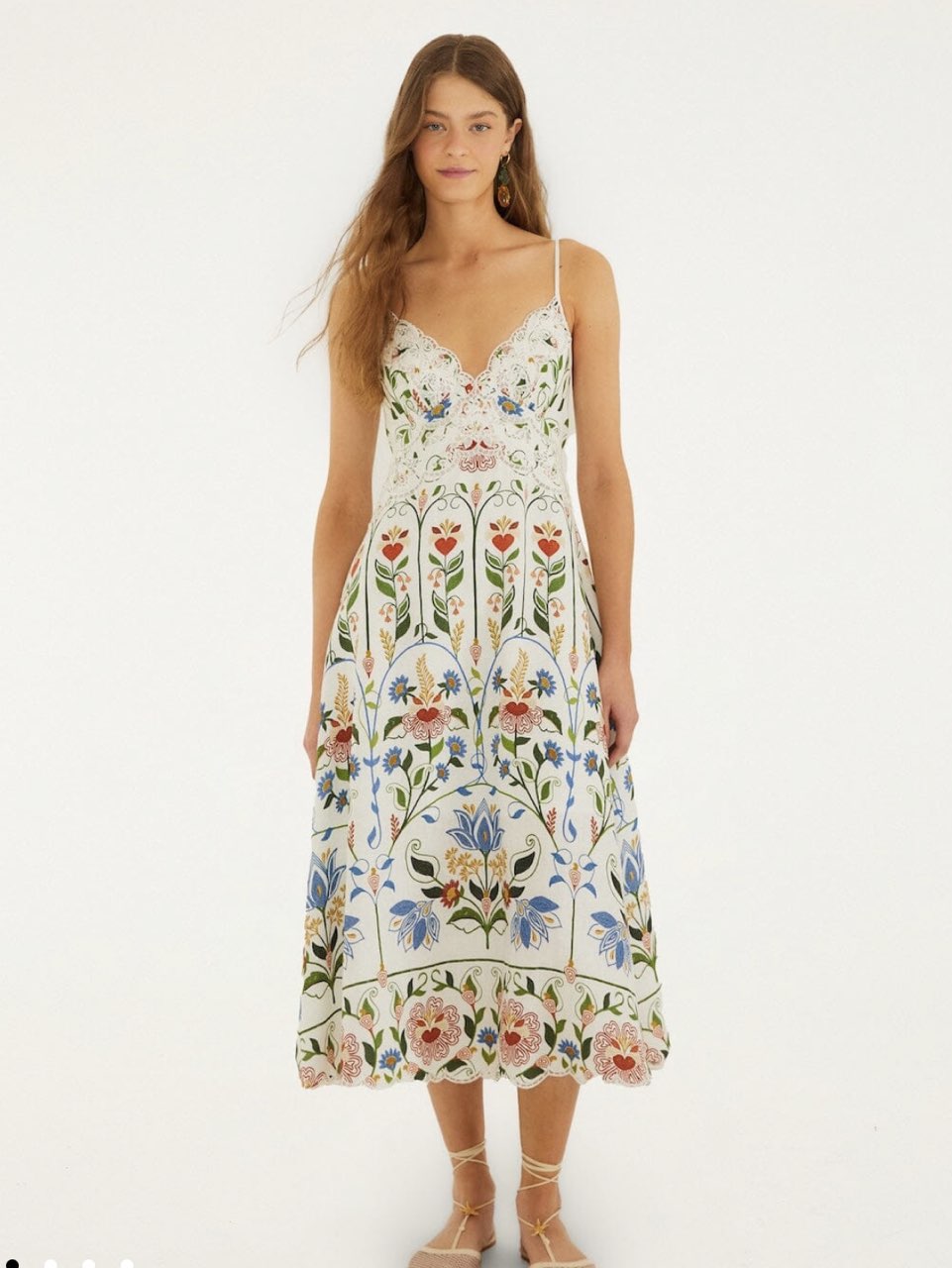 Embroidered Floral Midi Dress