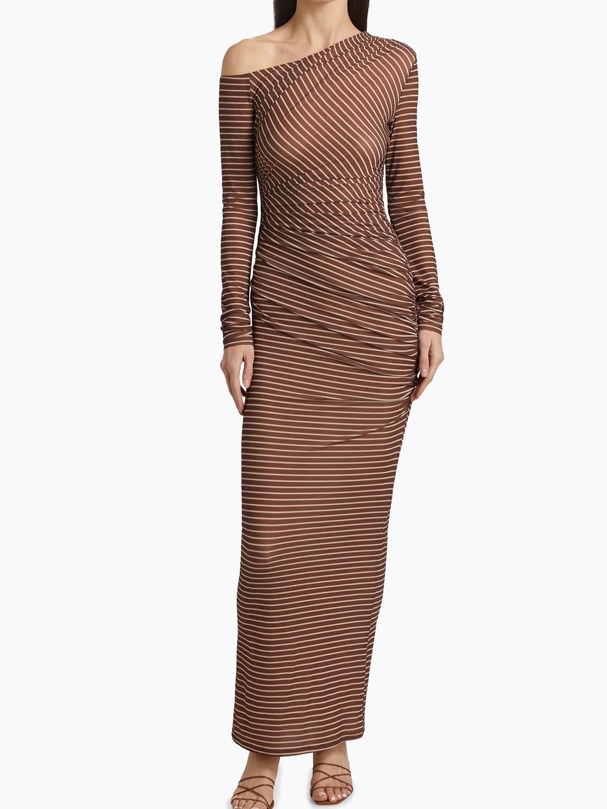 Annamaria Striped One-Shoulder Dress