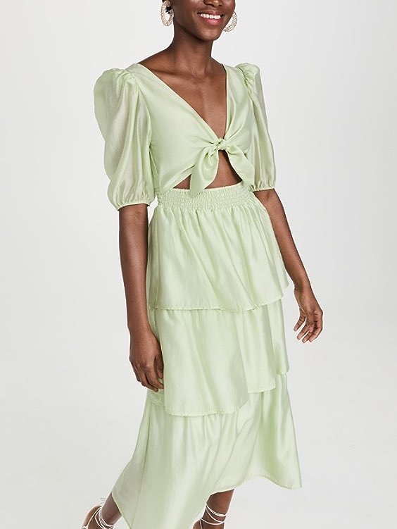 Sage Green Tiered Midi Dress