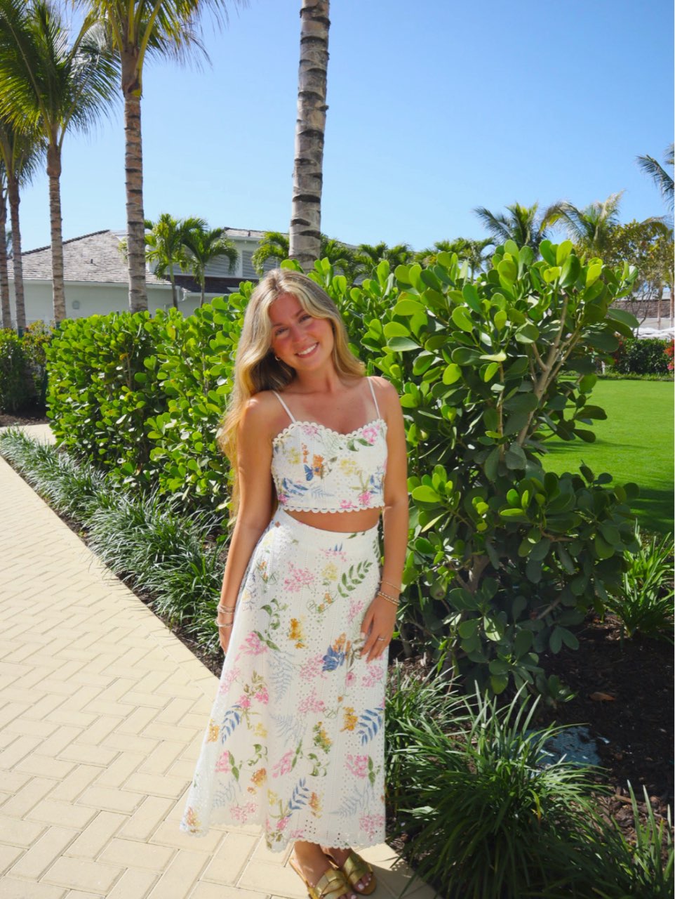 White Floral Embroidered Two-Piece Set