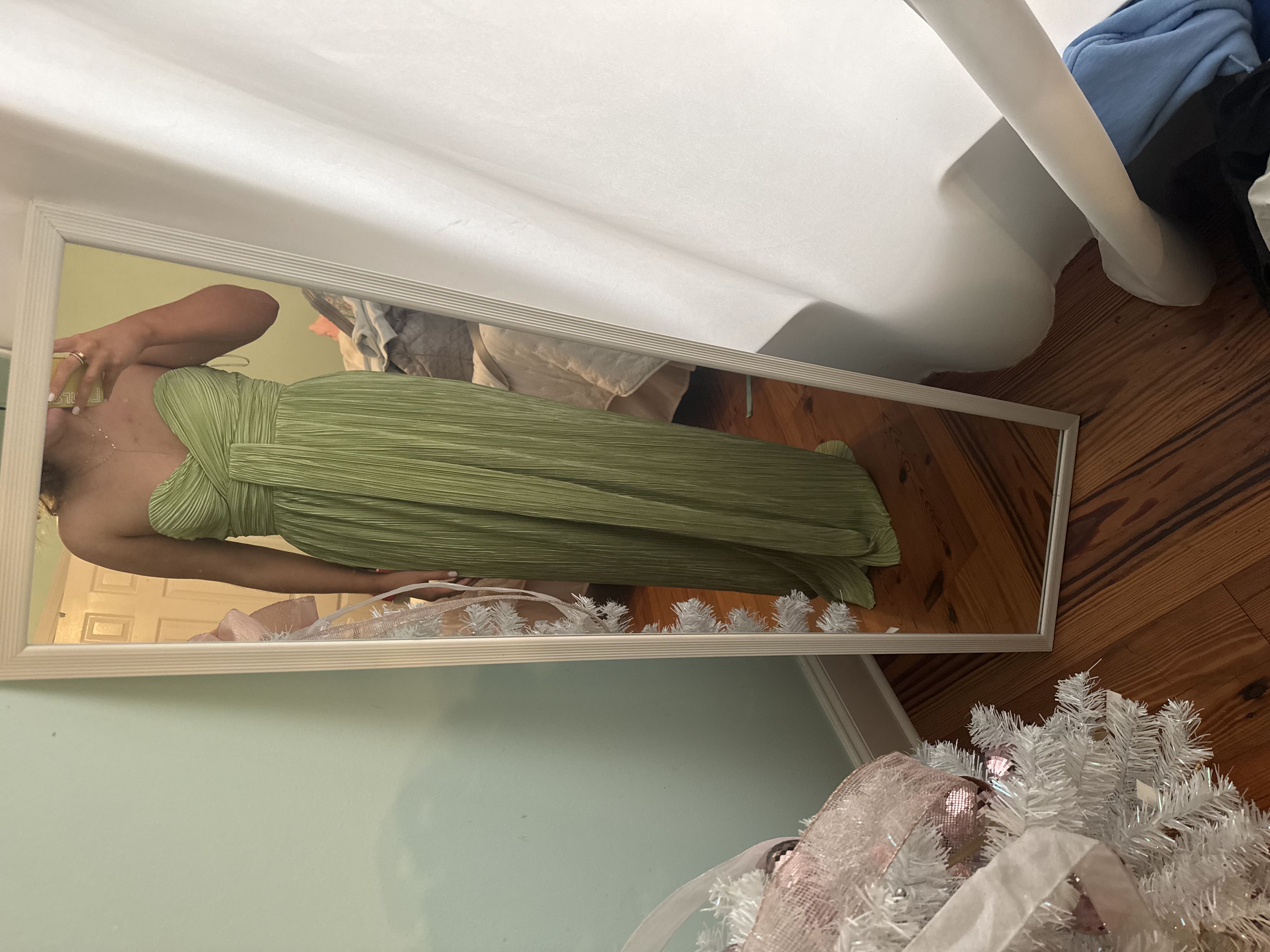 Strapless Pleated Maxi Dress