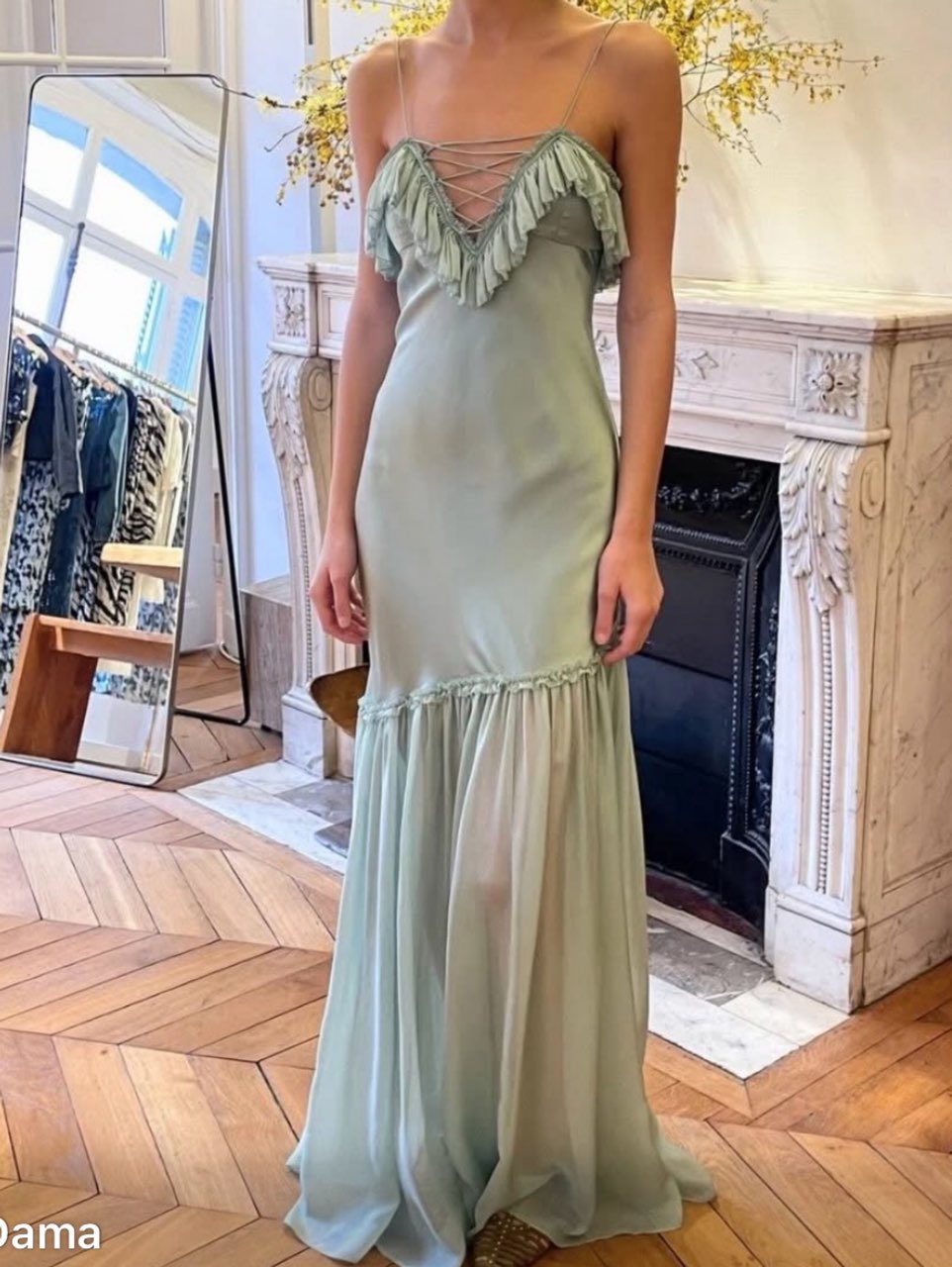 Sage Green Ruffled Maxi Dress