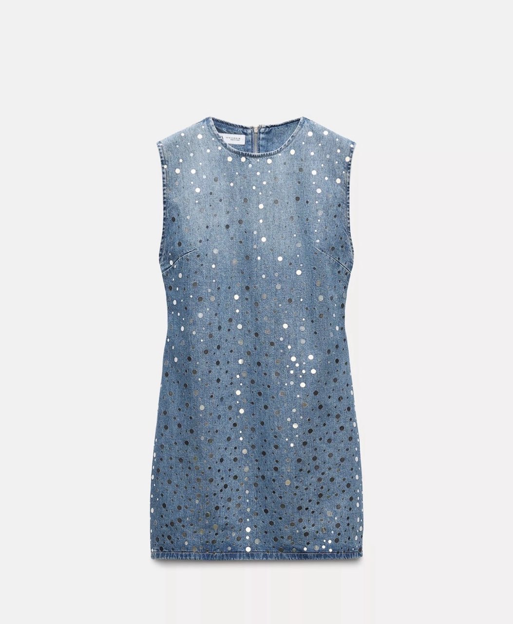 Embellished Denim Mirror Mini Dress