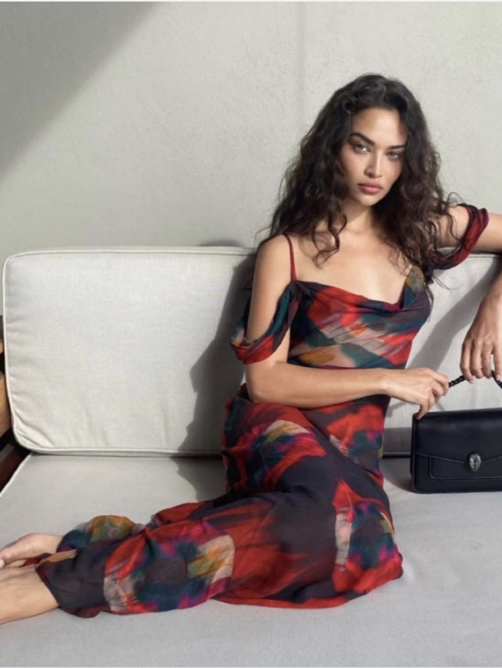 Red Abstract Print Maxi Dress