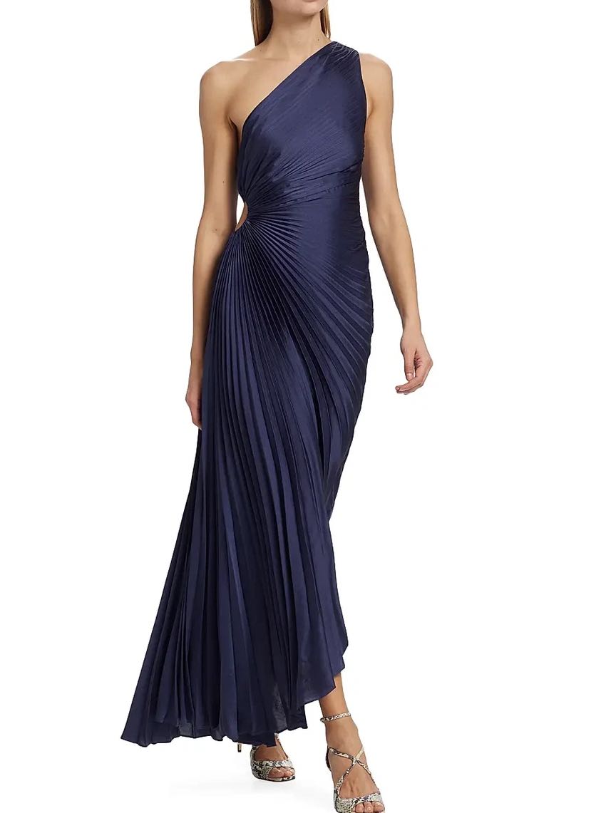 Navy One Strap Midi Dress