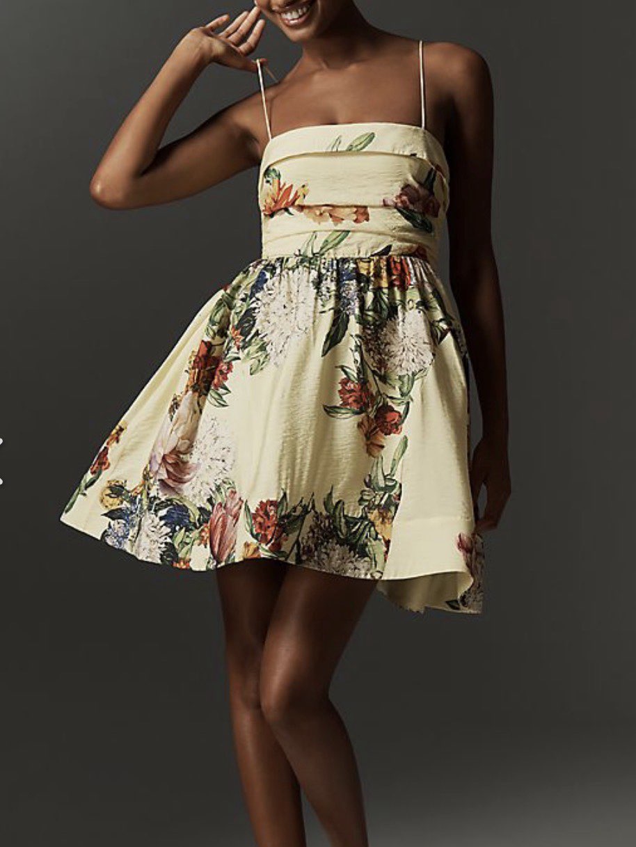 Yellow floral mini dress l Maeve/anthro