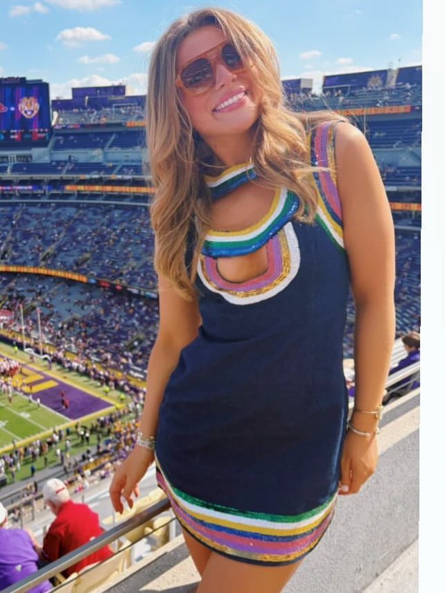 Denim Sequin Cutout Mini Dress