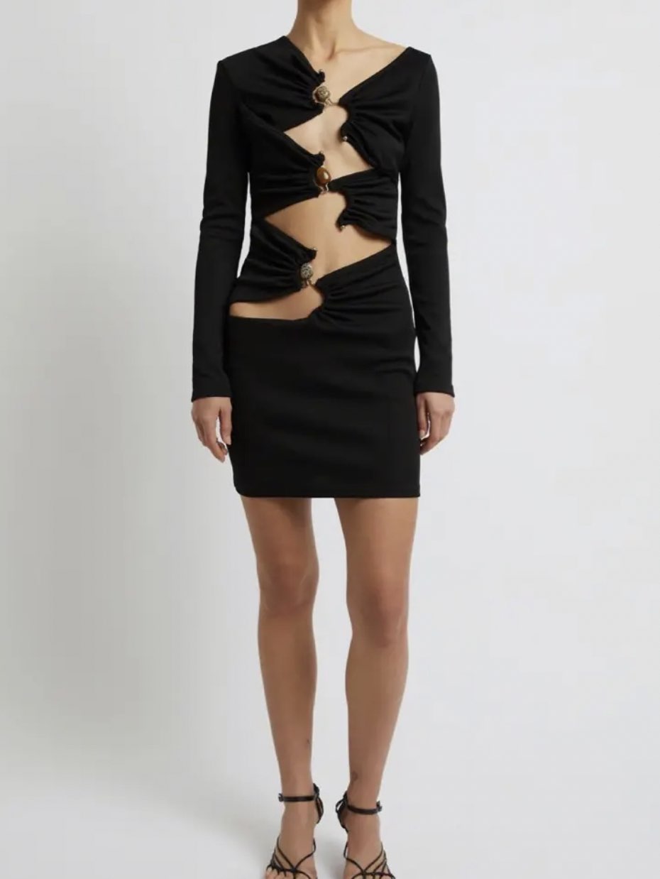 Black Long-Sleeve Cut-Out Mini Dress