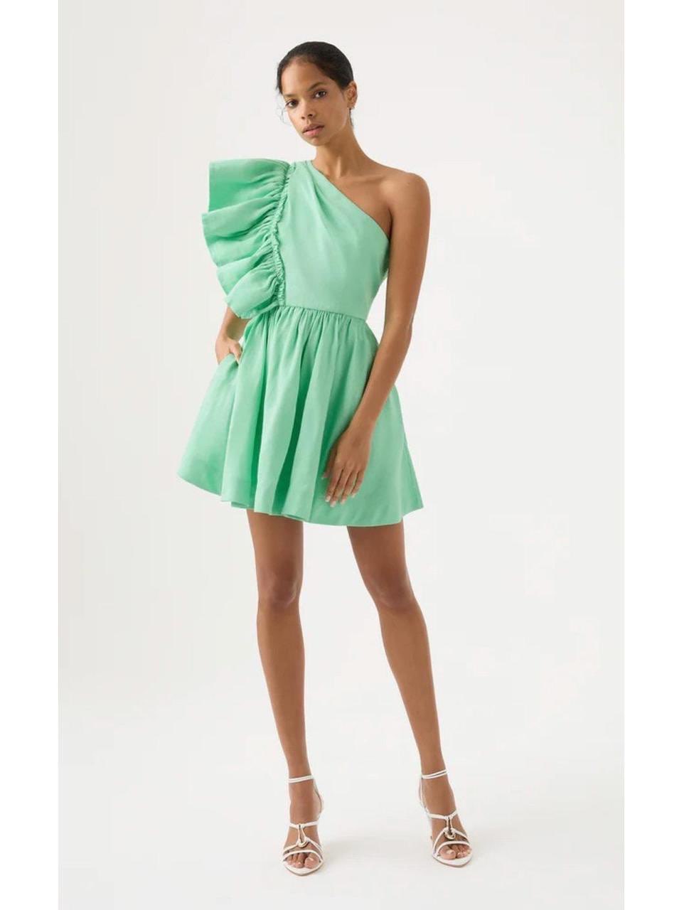 Aje green one shoulder dress