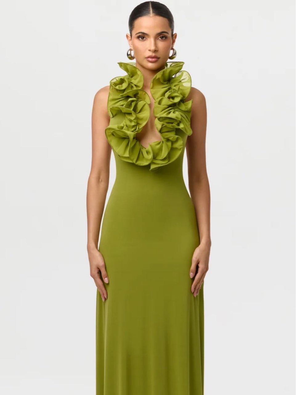 Mojito Green Ruffle Maxi Dress