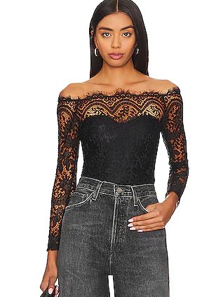 RIVKA OFF SHOULDER BODYSUIT IN BLACK
