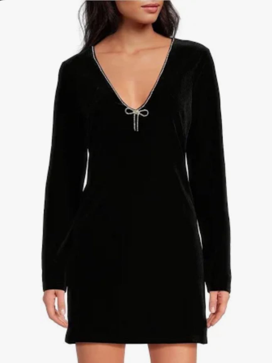 Black velvet mini dress