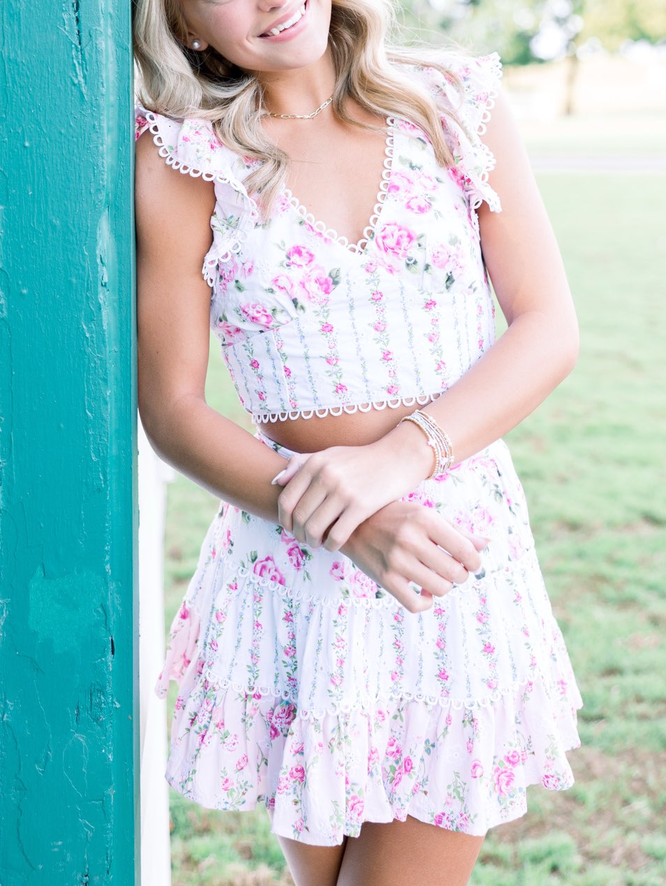 Floral Two-Piece Crop Top & Skirt Set