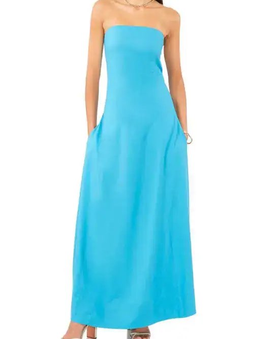 1. State Strapless Blue Maxi Dress