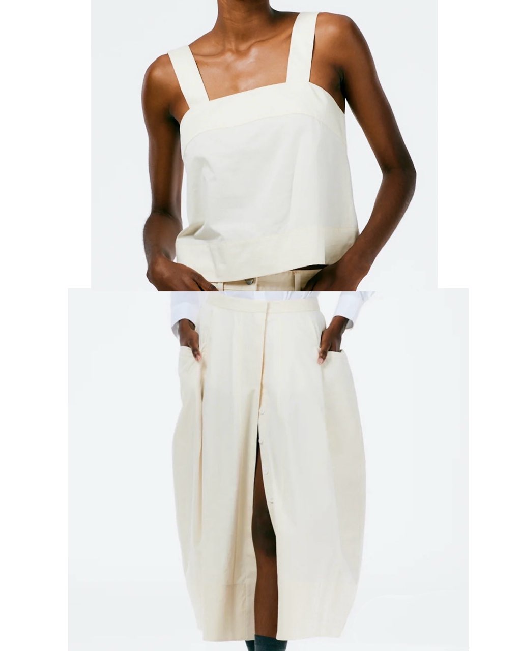 Cream Eco Poplin Strappy Top & Eco Poplin Lantern Skirt Set