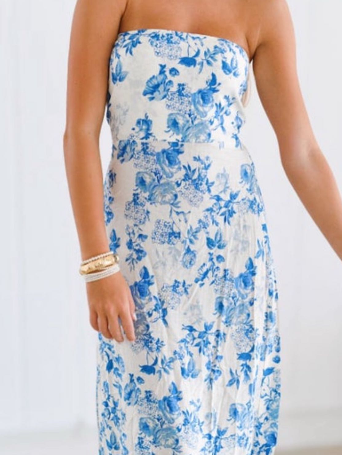 Blue floral maxi dress