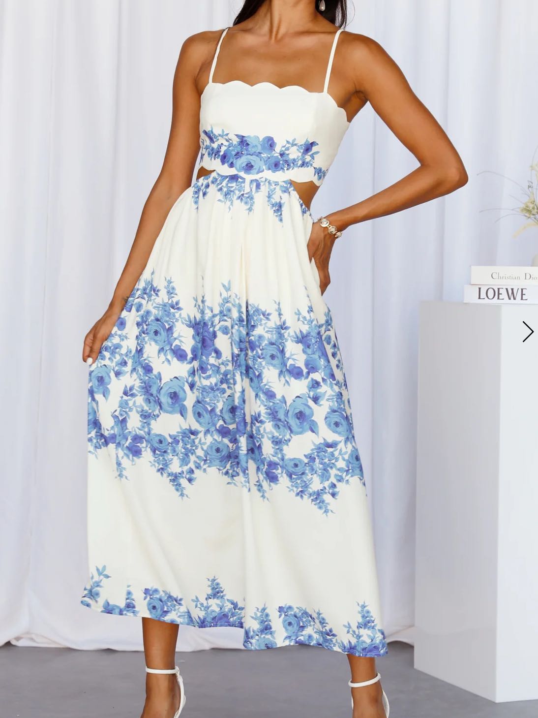 Cutout floral midi dress