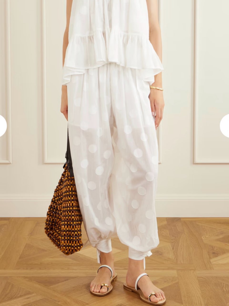 White Polka Dot Halter Top and Pants Set